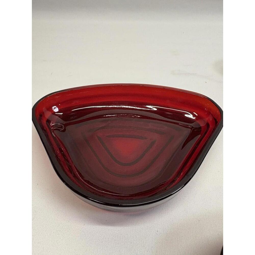 Vintage Anchor Hocking Manhattan Ruby Red Relish Tray Insert Triangular - Picture 4 of 14